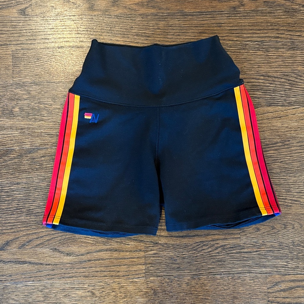 Aviator Nation Black Bike Shorts with 5 stripe *NEVER WORN